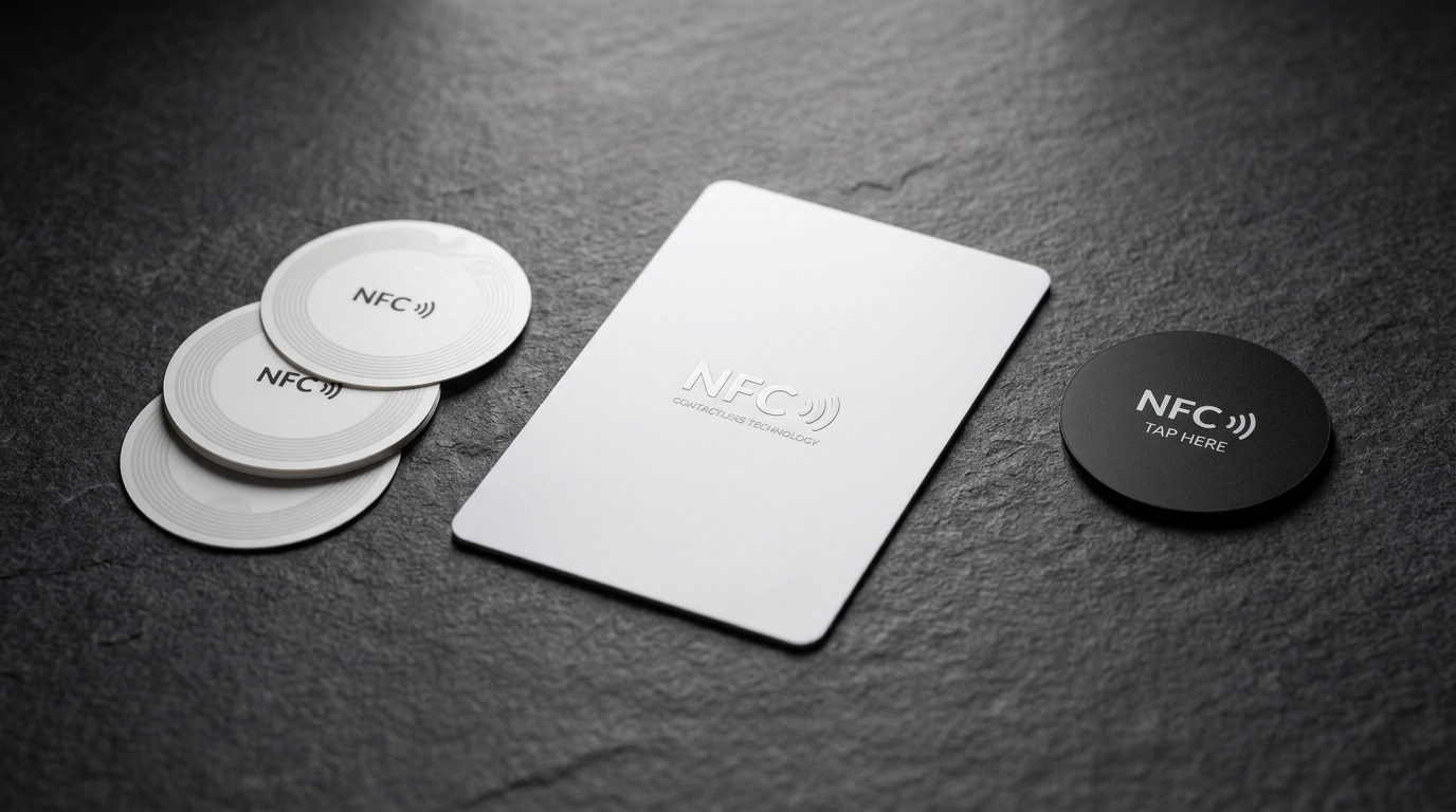 Hardware NFC de AliSoft: Moneda negra epoxy, Moneda blanca epoxy y Tarjeta PVC smart
